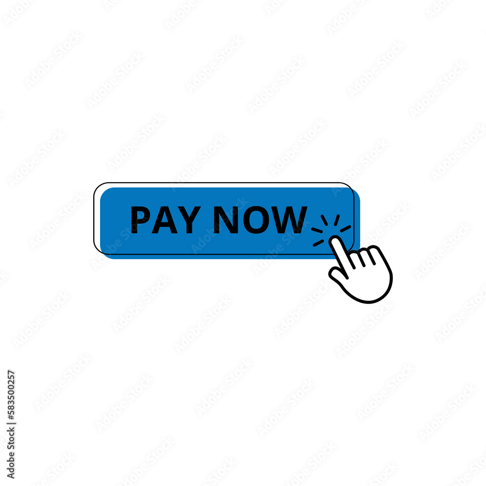 Blue pay now button vector flat design, modern design. Blue pay now button vector flat design, modern design.