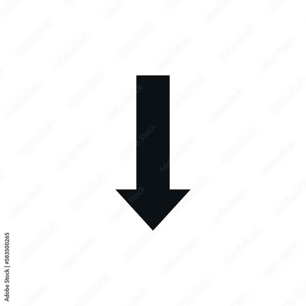 Arrow pointing down vector flat icon. Arrow pointing down vector flat icon.