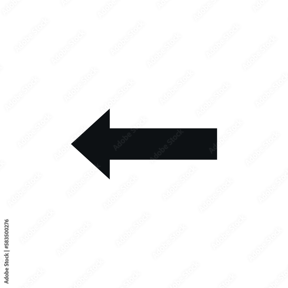 Vector flat icon of arrow pointing left. Vector flat icon of arrow pointing left.