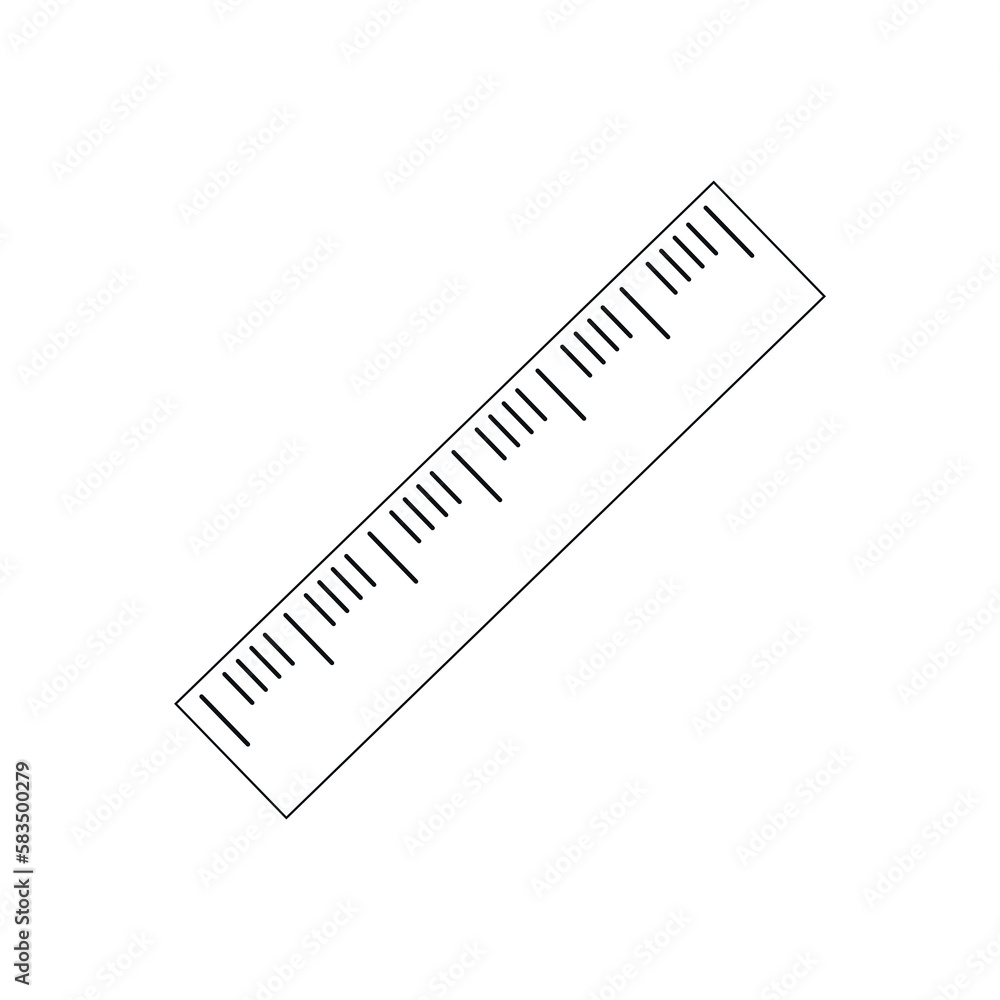 Flat vector icon of measuring ruler for math study. Flat vector icon of measuring ruler for math study.