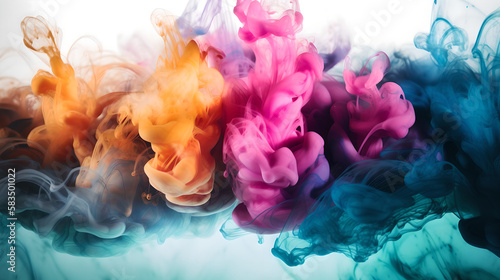 Abstract soft colorful ink splash in water background (ai generated)