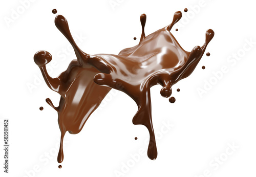 chocolate splash isolated on white. 3D Rendering.