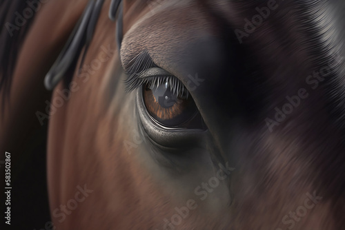 Horse eye closeup new quality universal colorful technology stock image illustration design, generative ai © Taisiia