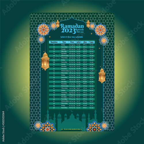 Ramadan 2023 sehri and iftar time schedule