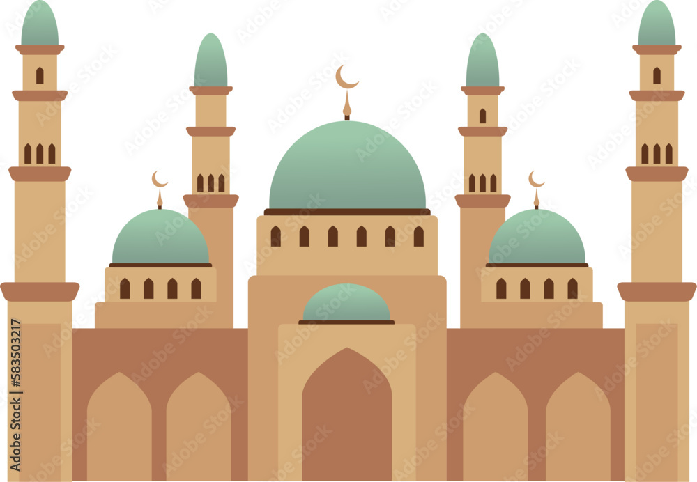 Muslim mosque vector illustration. Eid Mubarak, Ramadan Kareem