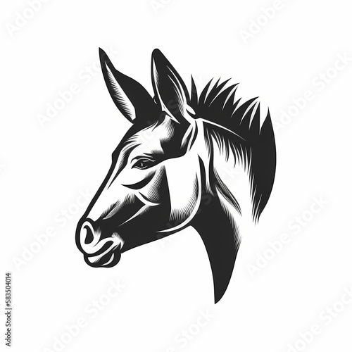 Donkey Head Logo. Generative AI © premiumdesign