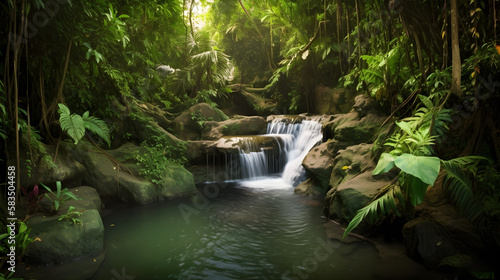 waterfall in the jungle generative ai