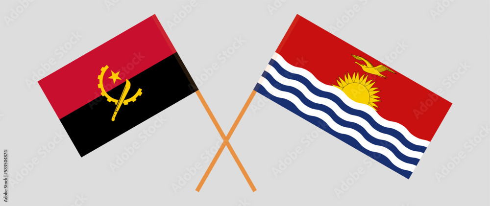 Crossed flags of Angola and Kiribati. Official colors. Correct proportion Crossed flags of Angola and Kiribati. Official colors. Correct proportion