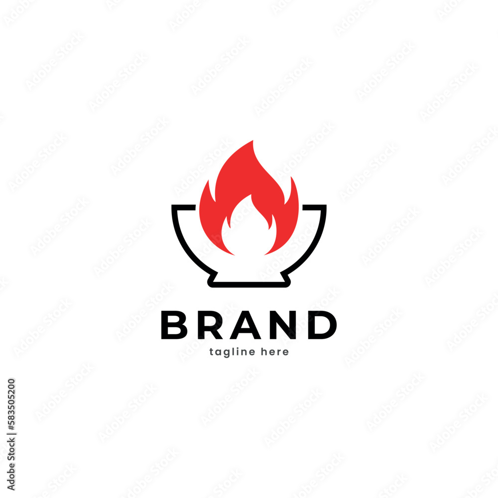 bowl with hot fire logo design vector icon symbol graphic illustration bowl with hot fire logo design vector icon symbol graphic illustration