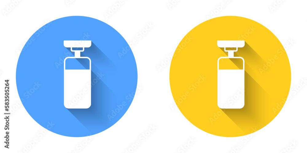 White Punching bag icon isolated with long shadow background. Circle button. Vector White Punching bag icon isolated with long shadow background. Circle button. Vector