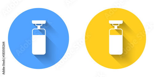 White Punching bag icon isolated with long shadow background. Circle button. Vector