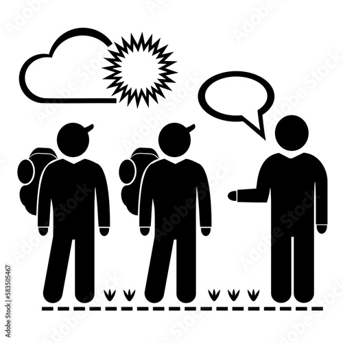 Vector illustration, logo, tourist and guide icon. Isolated on a white background.