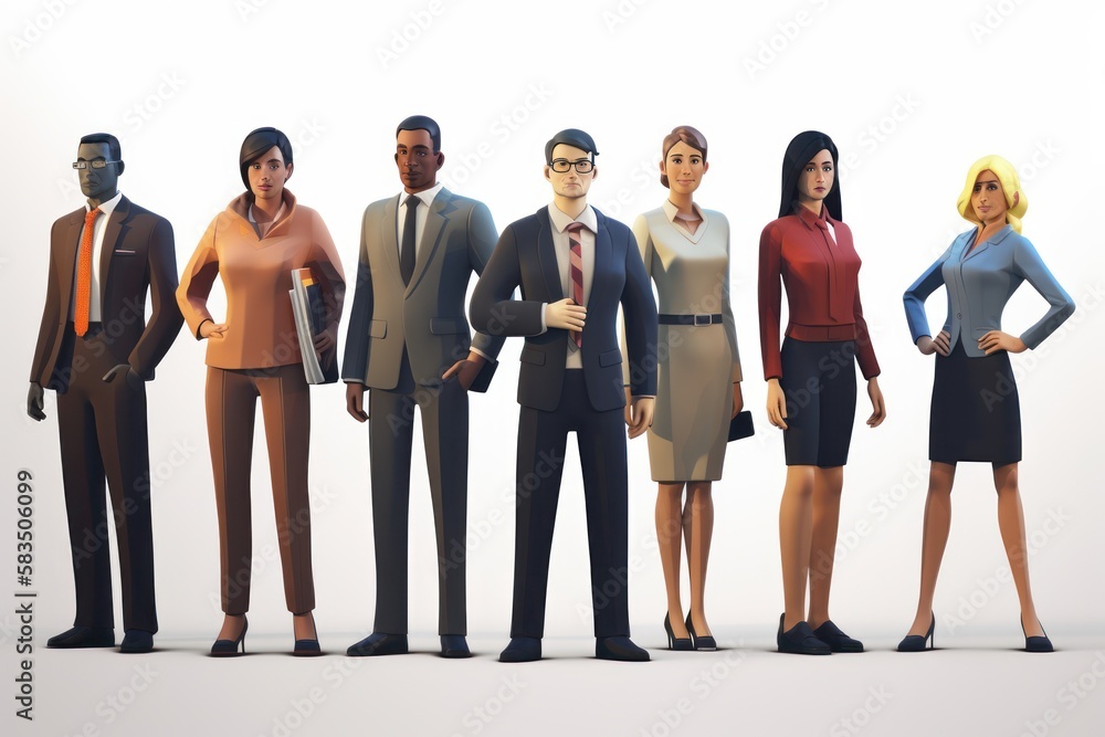 Obraz premium Startup or Enterprise Ready for Work with Business Diversity Team Clipart, Low Poly Style - Generative AI