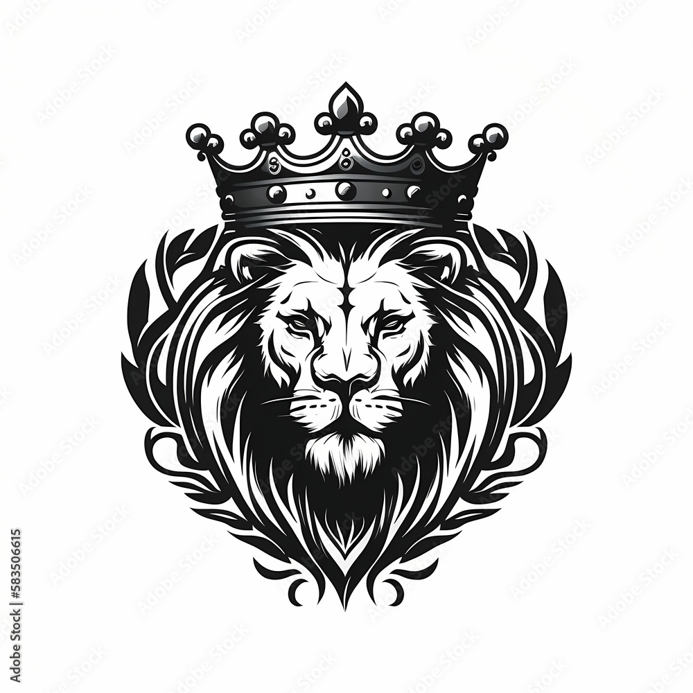 Fototapeta premium Lion With Crown. Generative AI