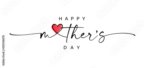 Happy Mother's Day wishes with heart. Mother day calligraphy, elegant best quotes for banners or greeting cards. Vector illustration photo