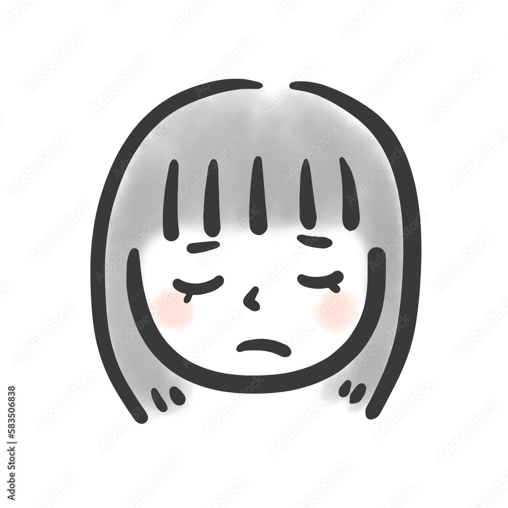 Obraz premium 悲しそうな女性のイラスト