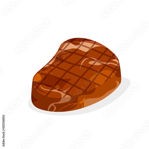 Fried meat steak. Meats cut. Grill beef tenderloin. Pork chop. Vector illustration in trendy flat style isolated on white background.