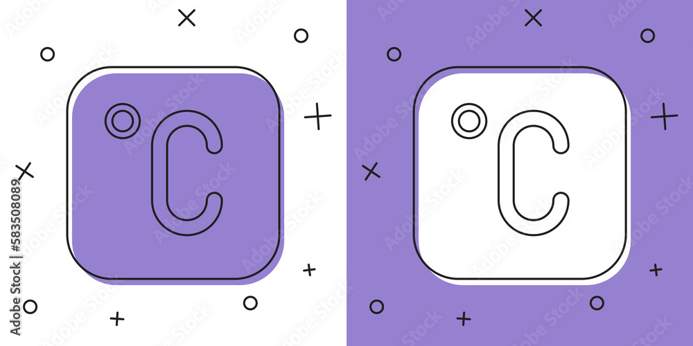 Set Celsius icon isolated on white and purple background. Vector Set Celsius icon isolated on white and purple background. Vector