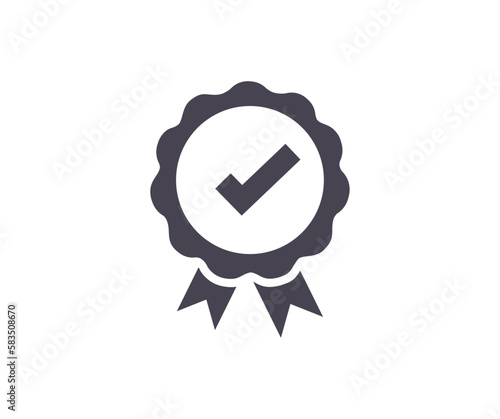 Approval check icon. Approved or Certified Medal Icon vector design and illustration.