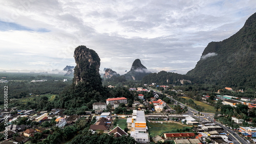 Aerial view of Phang Na City in Krabi Province Thailand