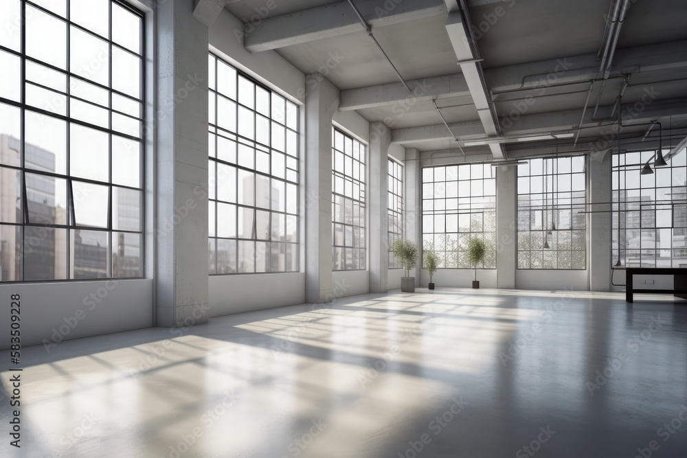 Fototapeta premium loft with lots of light and windows. Generative AI