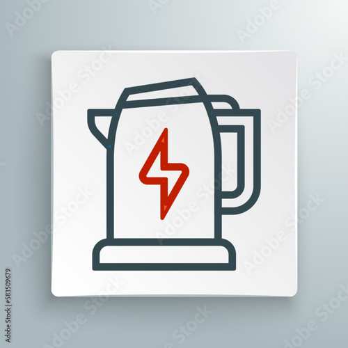 Line Electric kettle icon isolated on white background. Teapot icon. Colorful outline concept. Vector