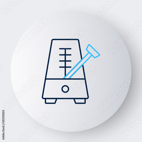 Line Classic Metronome with pendulum in motion icon isolated on white background. Equipment of music and beat mechanism. Colorful outline concept. Vector