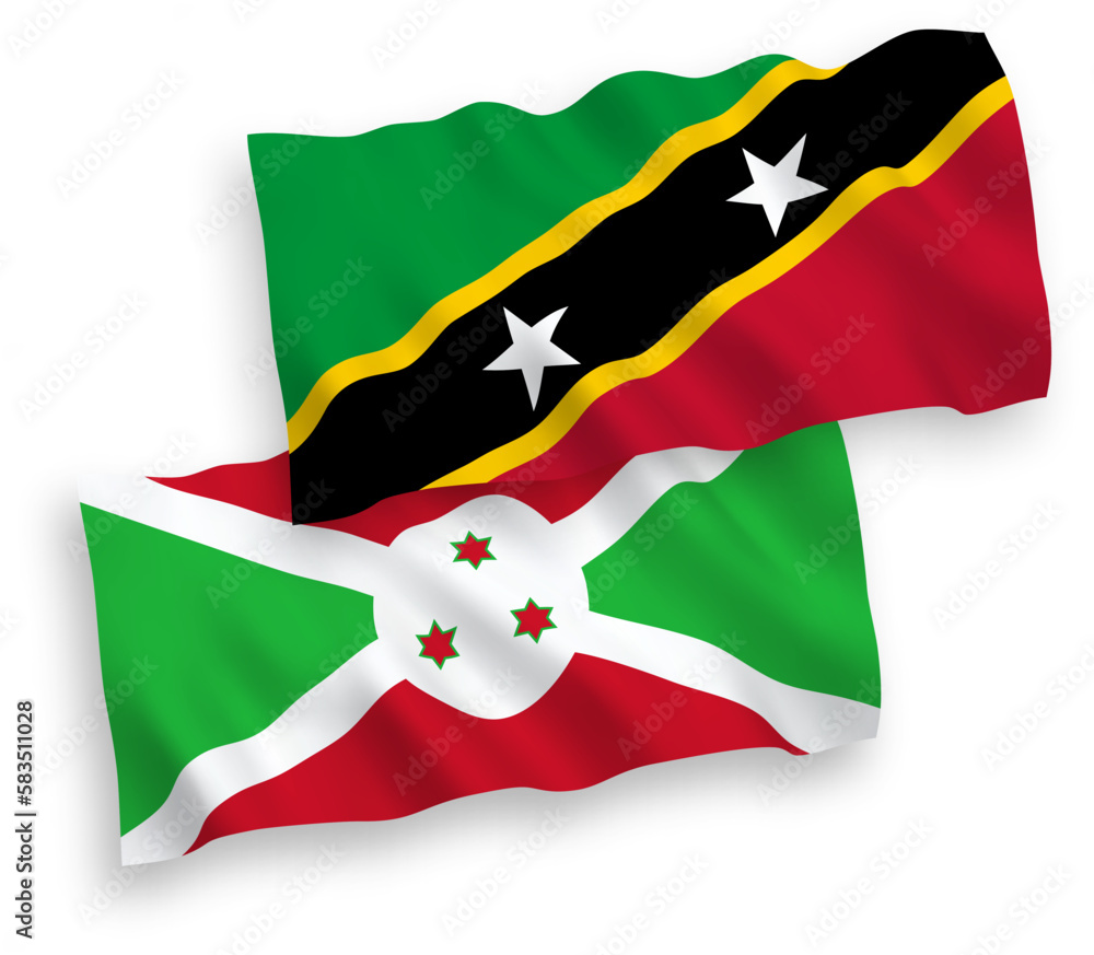 Flags of Federation of Saint Christopher and Nevis and Burundi on a white background Flags of Federation of Saint Christopher and Nevis and Burundi on a white background