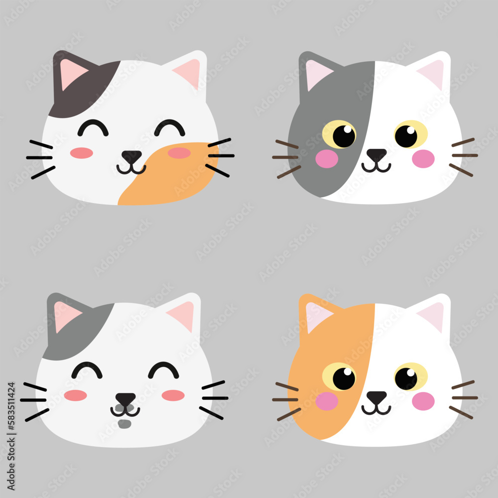 vector cat's head, adorable cat head