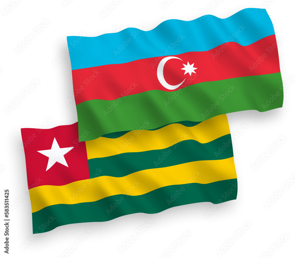 Flags of Togolese Republic and Azerbaijan on a white background Flags of Togolese Republic and Azerbaijan on a white background