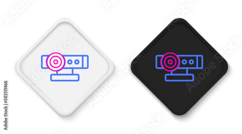 Line Web camera icon isolated on white background. Chat camera. Webcam icon. Colorful outline concept. Vector