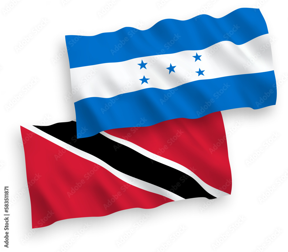 Naklejka premium Flags of Republic of Trinidad and Tobago and Honduras on a white background