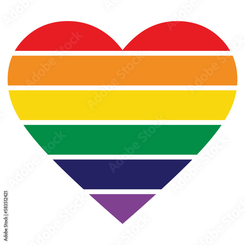 Pride Flag Heart. Vector Love Heart Shape with LGBT Pride Rainbow Flag Colors. Vector Illustration. 