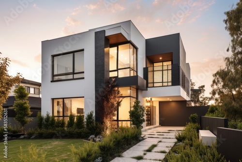 Wallpaper Mural Illustration of a modern house - Created with generative AI
 Torontodigital.ca