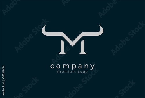 Initial M horn Logo, minimalist letter M with horn design logo, vector illustration