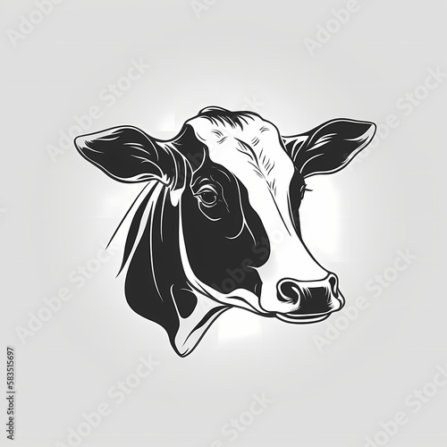 Holestein Cow Logo Isolated White. Generative AI