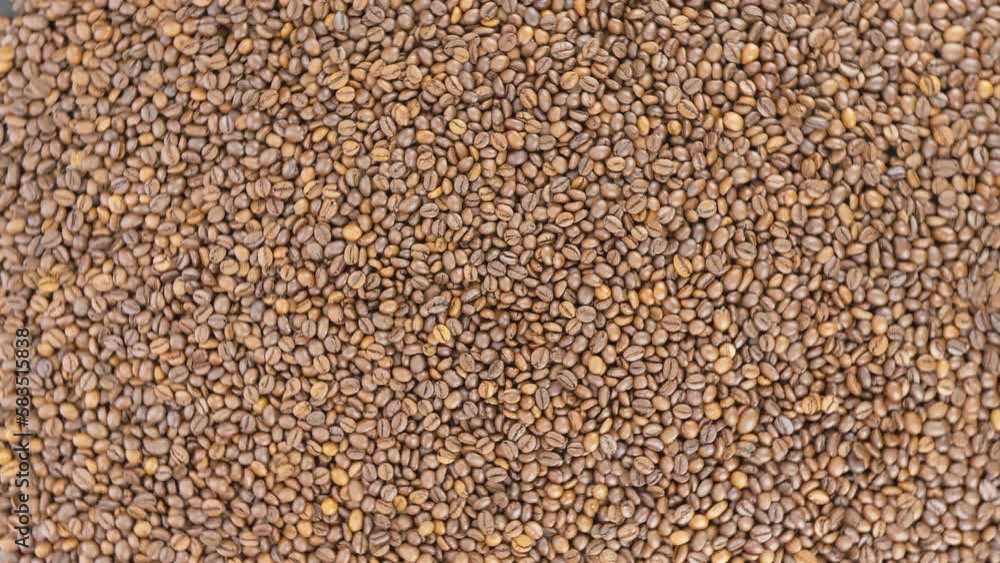 Coffee grains. Roasted coffee beans. view from the top Coffee grains. Roasted coffee beans. view from the top