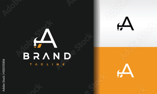 letter A hammer nail logo