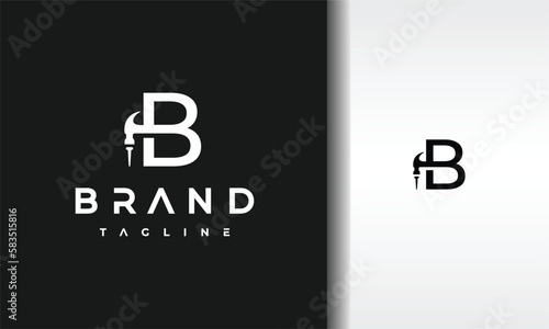 letter B hammer nail logo