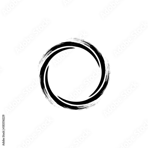 Black enso zen circle on white background. Vector illustration