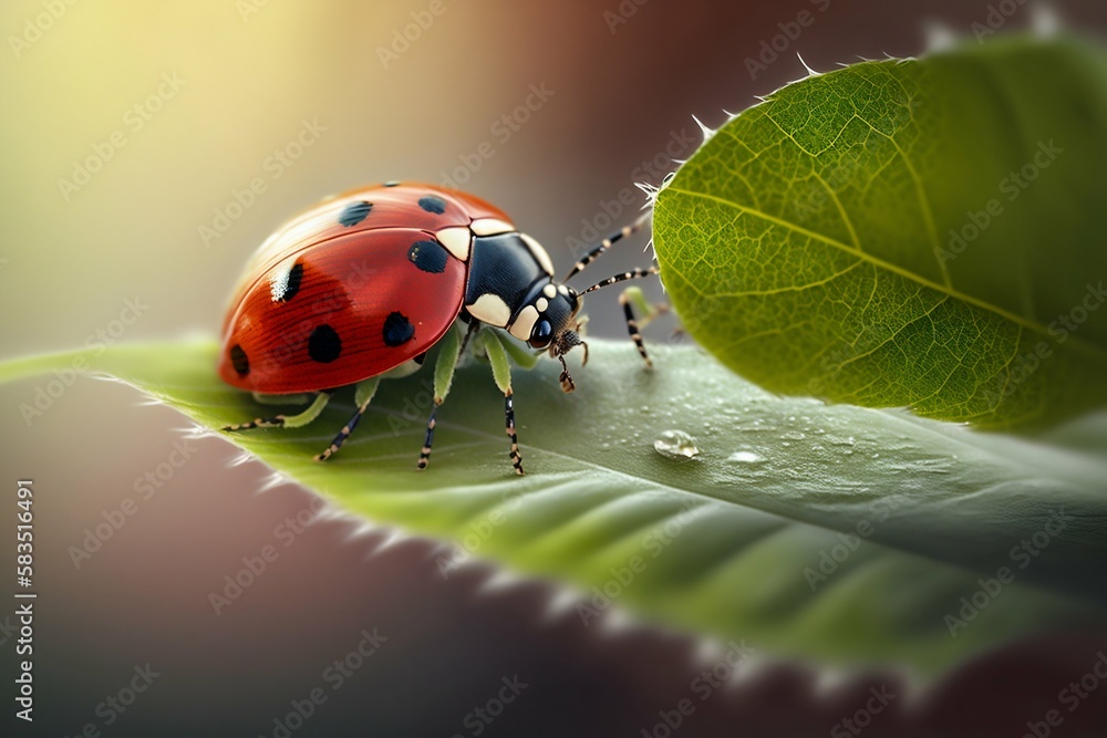 Ladybug insect closeup macro. Generative AI Ladybug insect closeup macro. Generative AI