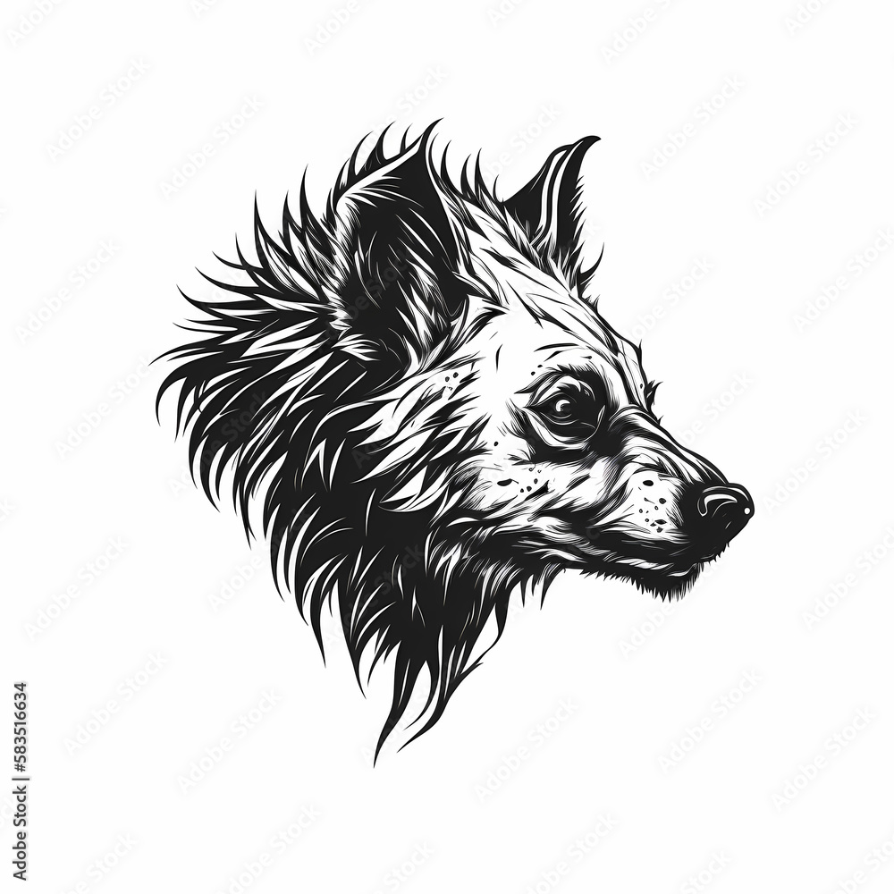 Hyena Head Logo. Generative AI