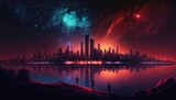 City Skyline Glows In Night Sky Desktop Wallpapers. Generative AI