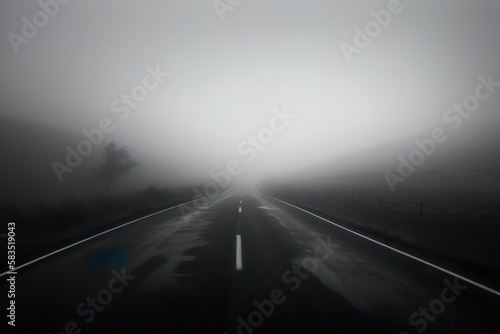 empty road at cloudy morning, generative ai