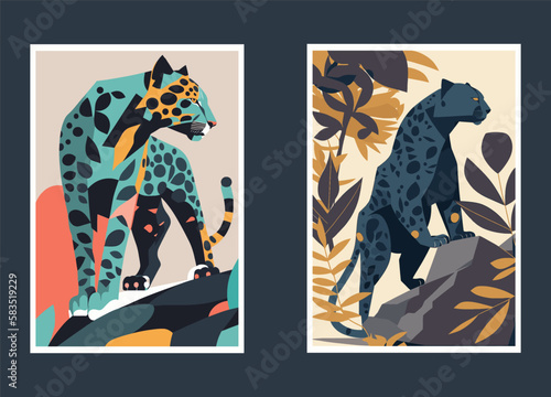 Jaguar, leopard, cheetah, panther, leopard, panther. Vector illustration