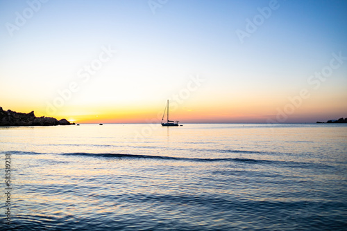 The small boat on Mediterranean sea, Qarraba Bay, Riviera Beach, Malta, Europe