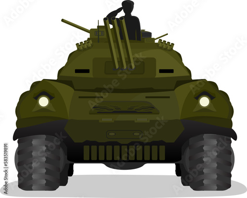 Infantry fighting vehicle. Tank on wheels. Armored military vehicle. Isolated on white background. Vector illustration.