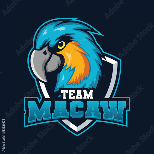 esports gaming logo vector, macaw head mascot, parrot logo, gaming, 