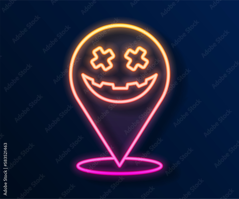 Glowing neon line Happy Halloween holiday icon isolated on black background. Vector Glowing neon line Happy Halloween holiday icon isolated on black background. Vector