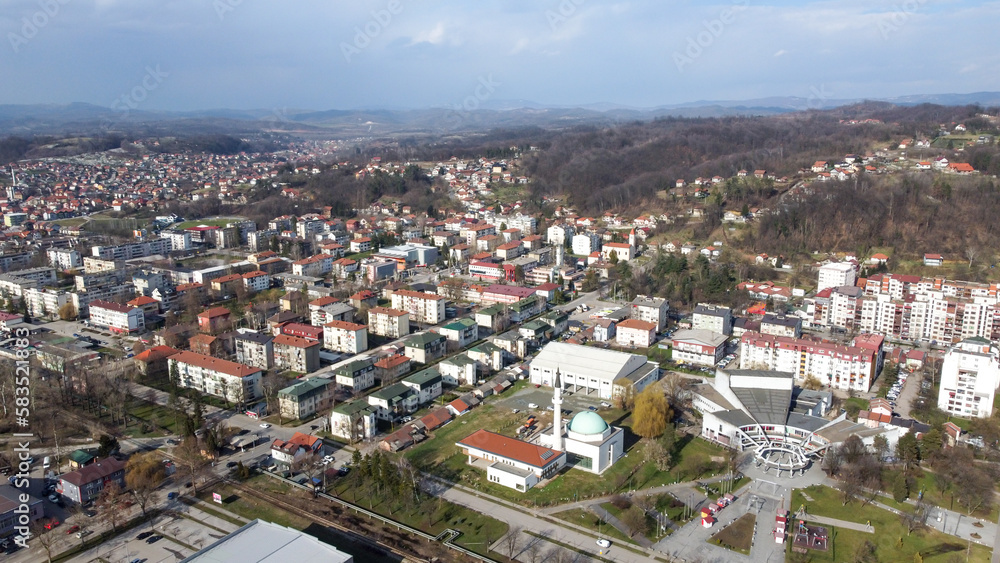 Lukavac, Bosnia and Herzegovina, aerial drone view. 